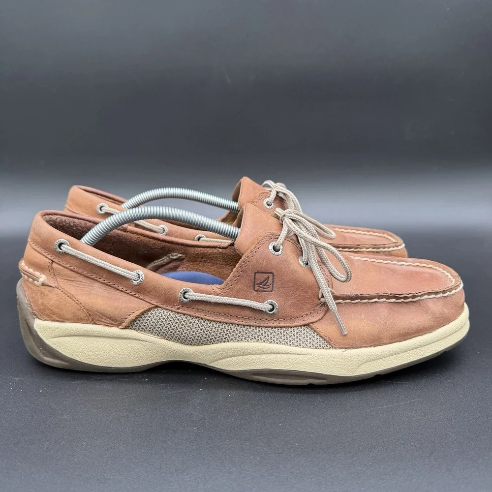 Sperry Top Spider Dark Tan Billfish 2 Eye Boat Shoes 0276308 Men's Size 13